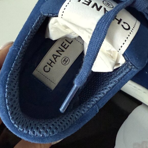 CHANEL Royal Blue Suede Sneakers - Picture 6 of 8